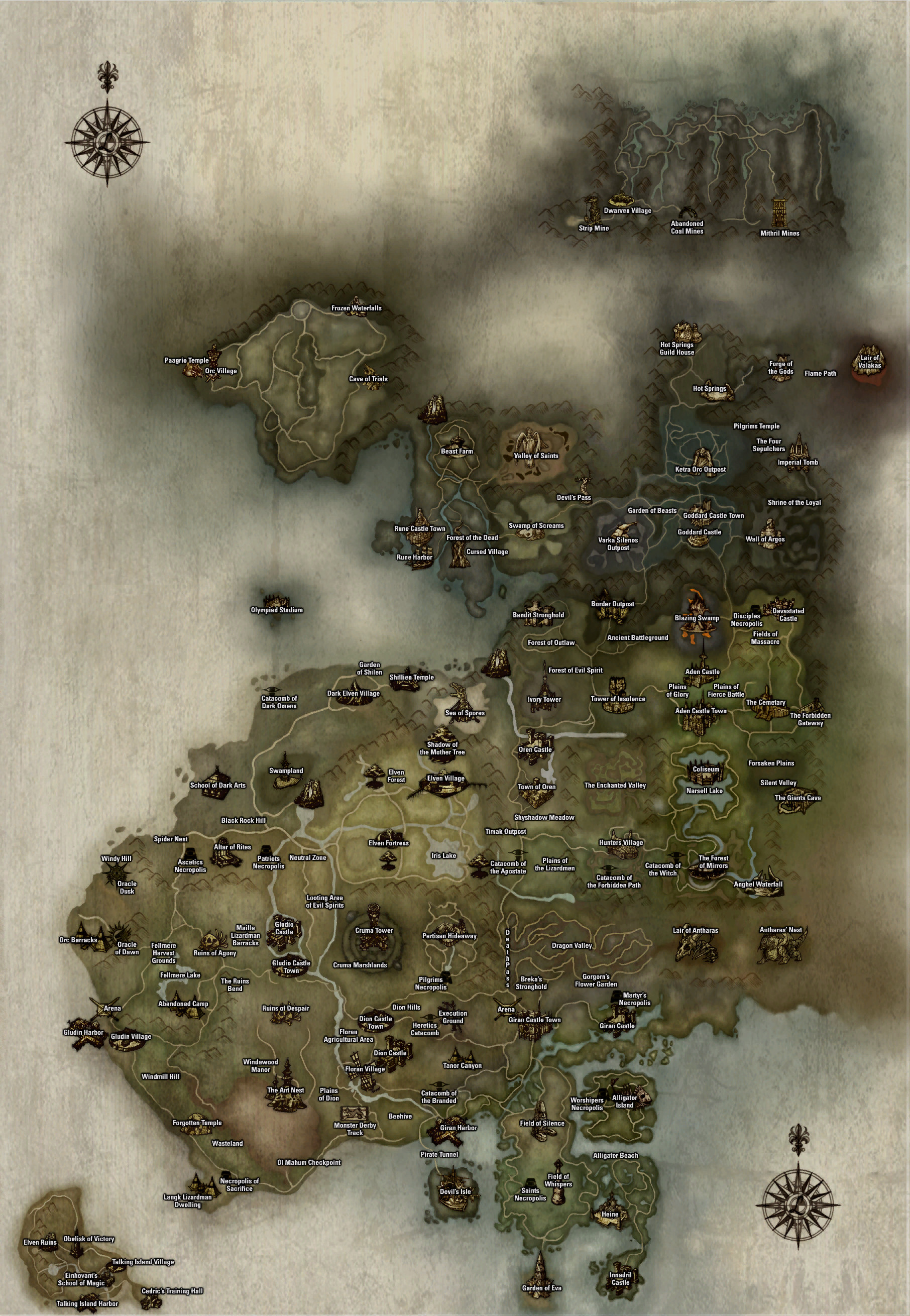 Raid Bosses Map Lineage 2 C4 Database